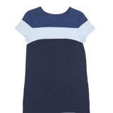 HOBBS LONDON Womens Blue Navy & White Colourblock Day Dress Cotton Blend UK 8
