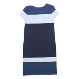 HOBBS LONDON Womens Blue Navy & White Colourblock Day Dress Cotton Blend UK 8