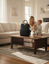 Anysort Black Mommy Diaper Bag With Changing Pad Maternity Backpack for Moms