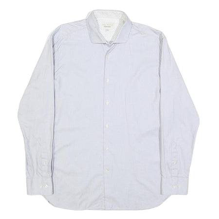 TED BAKER Mens Blue Long Sleeve Shirt L Cotton Office Formal Smart Casual