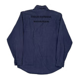 An American Legend Harley Davidson Spellout Denim Shirt - Medium Blue Cotton