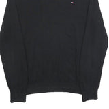 TOMMY HILFIGER Mens Black Plain Cotton Crew Neck Basic Knit Jumper L