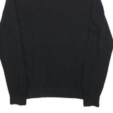 TOMMY HILFIGER Mens Black Plain Cotton Crew Neck Basic Knit Jumper L