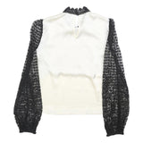 SELF-PORTRAIT Womens Black & White Printed Blouse Long Sleeve High Neck UK 10