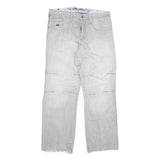 MAD SOUL Mens Regular Fit Light Grey Denim Jeans W36 L30 Zip Closure Casual