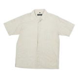 PRIORITY Mens Beige Shirt L Linen Blend Casual Short Sleeve Summer Shirt