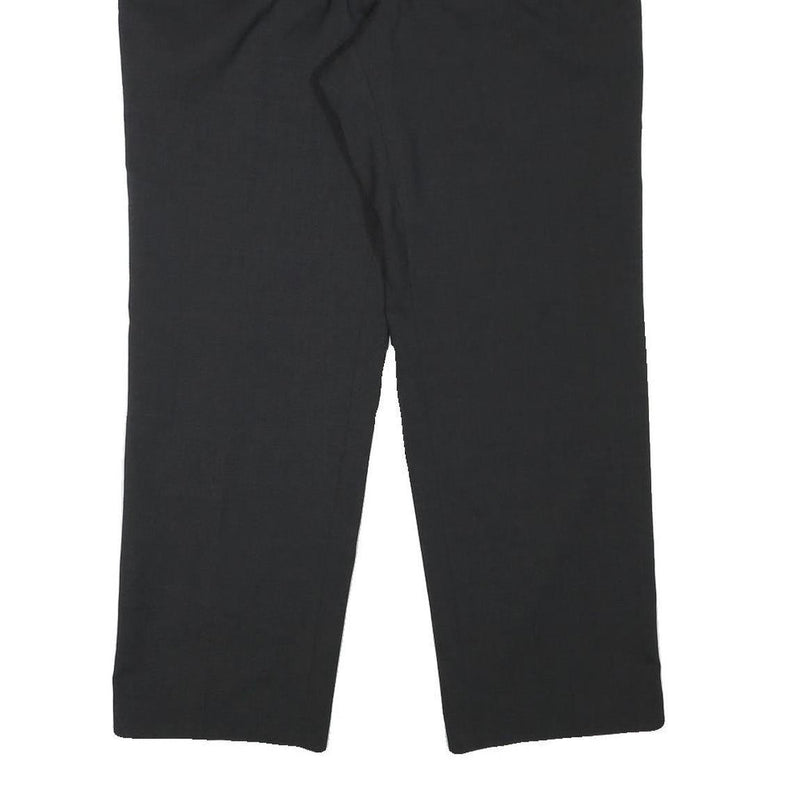 HAGMAN Mens Wool Blend Black Regular Fit Straight Leg Trousers W34 L28 Smart