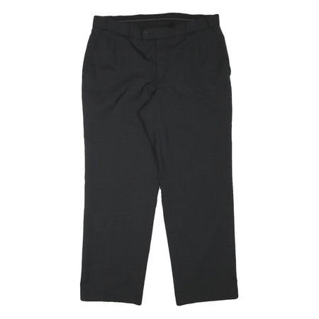 HAGMAN Mens Wool Blend Black Regular Fit Straight Leg Trousers W34 L28 Smart