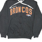 NFL Mens Grey Denver Broncos Full Zip Hoodie L Cotton Blend NFL Logo