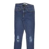 LEVI'S 710 Womens Slim Blue Denim Medium W24 L29 Skinny Zip Jeans