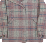 WOOLRICH Womens Pink & Grey Check Wool Blend Zip Jacket S Woven Casual Smart