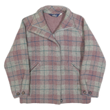 WOOLRICH Womens Pink & Grey Check Wool Blend Zip Jacket S Woven Casual Smart