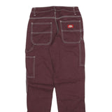DICKIES Womens Jeans Burgundy Slim Straight Cotton Blend W26 L29 Workwear Style