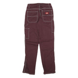 DICKIES Womens Jeans Burgundy Slim Straight Cotton Blend W26 L29 Workwear Style