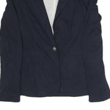 ZARA Womens Navy Blue Jacket XS Polyester Blend Button Plain Stylish Casual