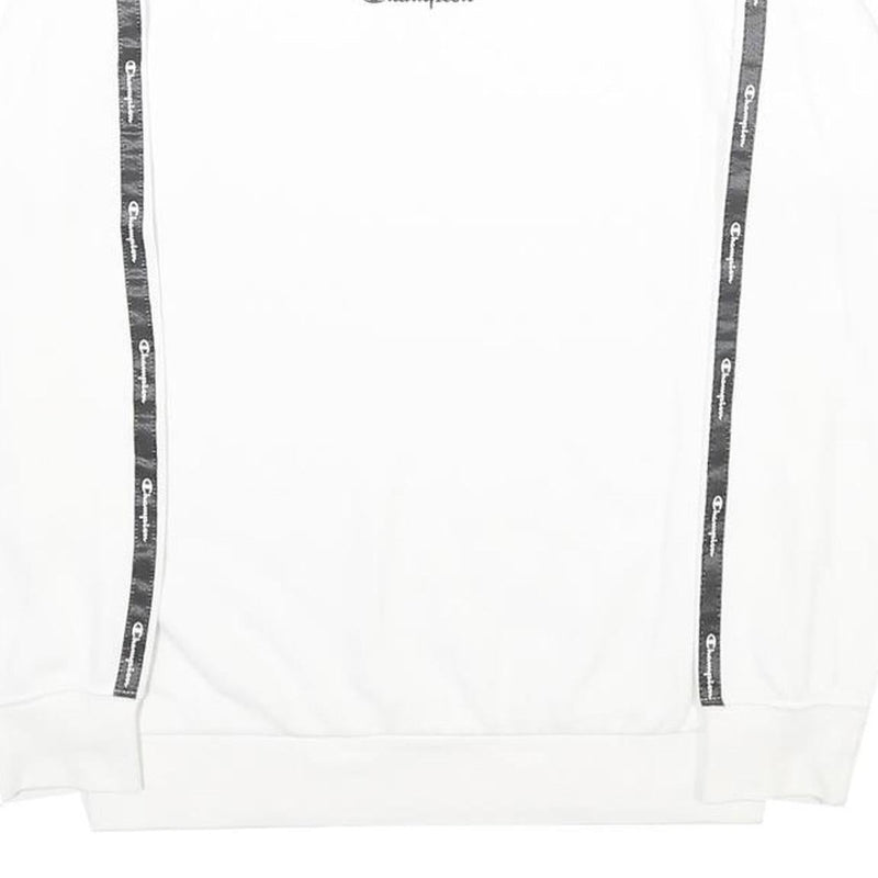CHAMPION Boys White Sweatshirt Crew Neck 11-12Y Branded Tape Logo