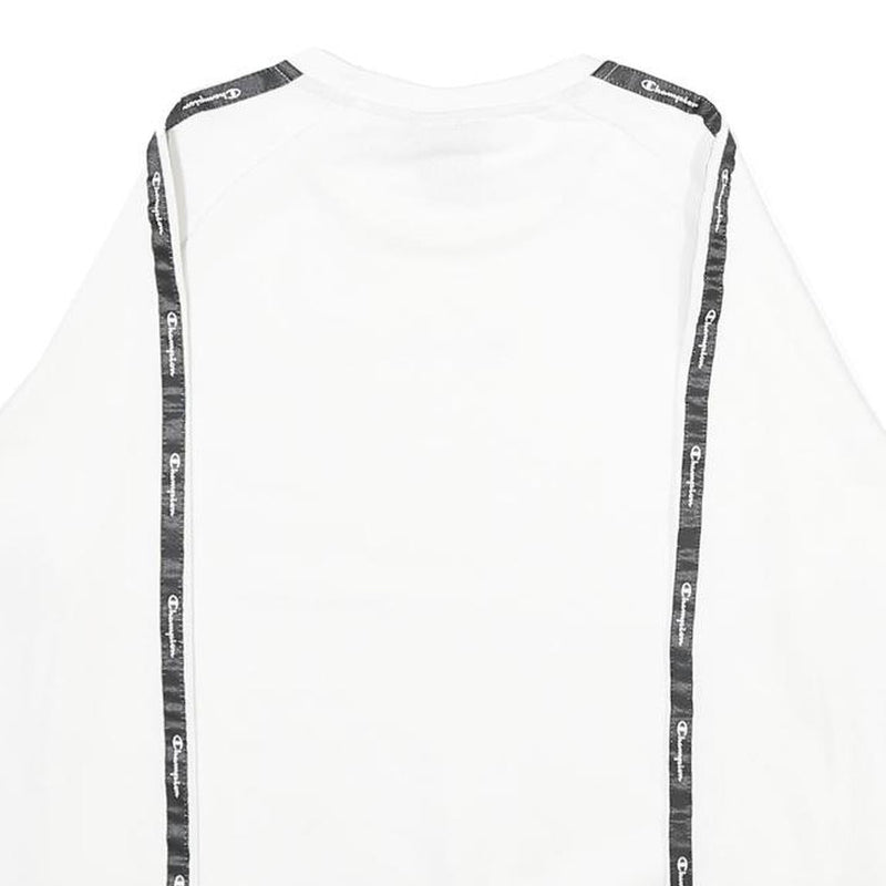 CHAMPION Boys White Sweatshirt Crew Neck 11-12Y Branded Tape Logo