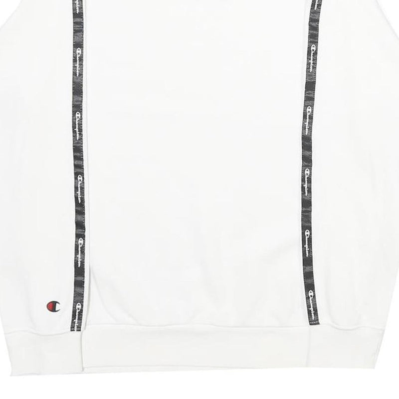CHAMPION Boys White Sweatshirt Crew Neck 11-12Y Branded Tape Logo