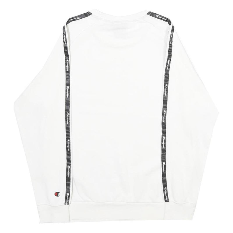 CHAMPION Boys White Sweatshirt Crew Neck 11-12Y Branded Tape Logo
