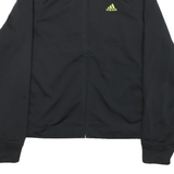 ADIDAS Womens Black & Lime Track Jacket UK 10 Polyester Blend Zip Athletic Fit