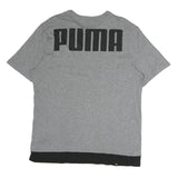 PUMA Mens Grey Black Logo Graphic T-Shirt L Short Sleeve Crew Neck Cotton