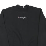 CHAMPION Mens Black Cotton Blend Sweatshirt S Crew Neck Pullover Logo