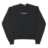 CHAMPION Mens Black Cotton Blend Sweatshirt S Crew Neck Pullover Logo