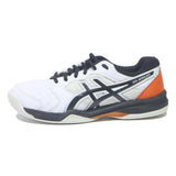 ASICS Gel-Dedicate Womens Lace-Up Trainers White Black & Orange Leather UK 5