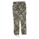 SCHOTT Mens Slim Cotton Blend Green Camouflage Cargo Trousers W29 L32 Utility