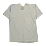 Pocket Polo Single Stitch T-Shirt - Large White Cotton