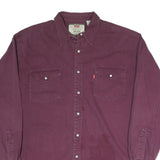 LEVI'S Mens Maroon Western Shirt L Relaxed Fit Cotton Blend Long Sleeve Button