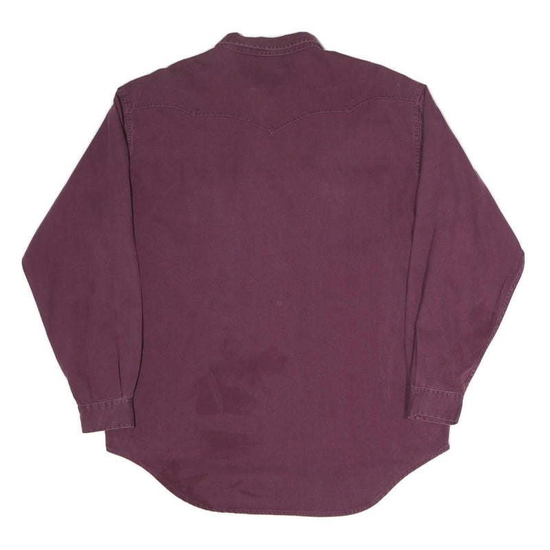 LEVI'S Mens Maroon Western Shirt L Relaxed Fit Cotton Blend Long Sleeve Button