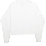 DKNY Womens White Cropped Hoodie XS Cotton Blend Pullover Logo Print