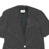 JOBIS Womens Black & White Polka Dot Jacket L Acetate Button Pattern Elegant