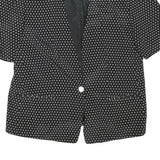 JOBIS Womens Black & White Polka Dot Jacket L Acetate Button Pattern Elegant
