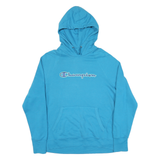 CHAMPION Mens Blue Pullover Hoodie XL Cotton Blend Casual Sweatshirt