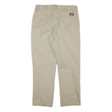 DICKIES Mens Cotton Blend Beige Regular Fit Straight Leg Trousers W34 L29