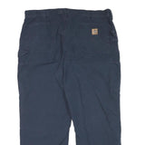 CARHARTT Mens Cotton Blend Navy Relaxed Straight Trousers W40 L30 Workwear Zip