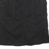 GRANE Womens Black Cotton Blend Mini Skirt Straight Pockets Zip Fastening M