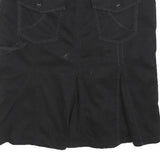 GRANE Womens Black Cotton Blend Mini Skirt Straight Pockets Zip Fastening M