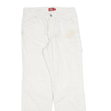 DICKIES Womens Relaxed White Cotton Blend Straight Trousers W28 L30 Workwear Zip