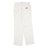 DICKIES Womens Relaxed White Cotton Blend Straight Trousers W28 L30 Workwear Zip