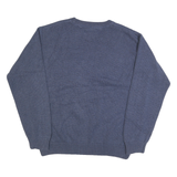 TOMMY HILFIGER Mens Blue Plain Jumper Crew Neck Basic Knit Pullover XL Cotton