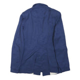 ZARA Womens Blue Single Button Cotton Blend Jacket S Plain Casual Tailored