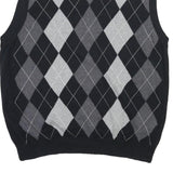CLUB ROOM Mens Black & Grey Argyle V-Neck Patterned Chunky Knit XL Sweater Vest