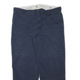 DICKIES Mens Cotton Blend Navy Relaxed Straight Trousers W39 L28 Workwear Casual
