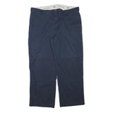 DICKIES Mens Cotton Blend Navy Relaxed Straight Trousers W39 L28 Workwear Casual