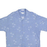 PIERRE CARDIN Mens Blue XL Cotton Blend Short Sleeve Shirt Tropical Print