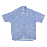 PIERRE CARDIN Mens Blue XL Cotton Blend Short Sleeve Shirt Tropical Print