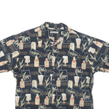 BATIK BAY Mens Black & Beige Printed Cotton Shirt XL Casual Summer Button Up